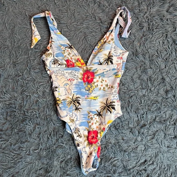 Seafolly Coast to Coast V Neck One Piece Swimsuit Size 6 - Picture 3 of 5